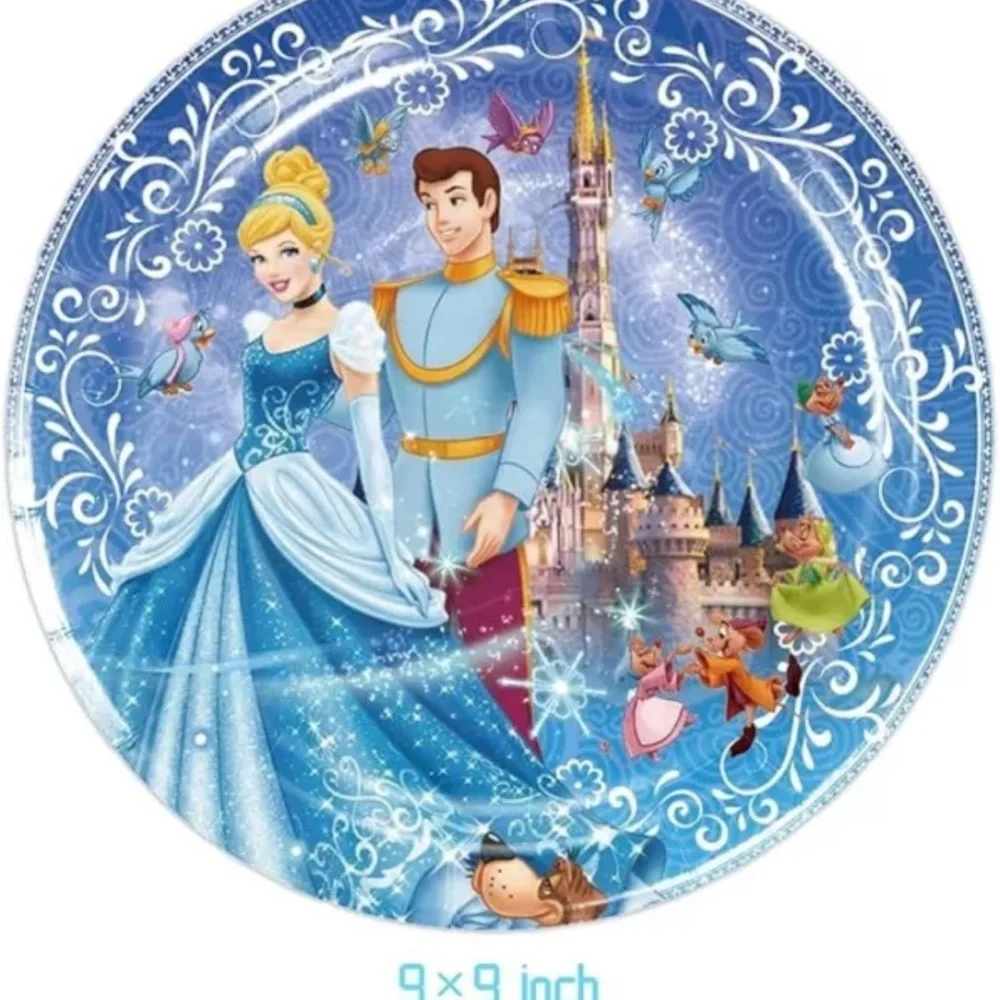 #3 - Disney Cinderella Birthday Party Supplies Plates/Napkins/Cups/Table Cloth